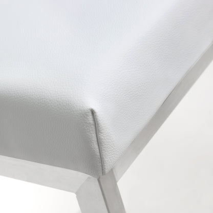 Helsinki Steel Barstool (Set of 2) by TOV Furniture in white. Made from stainless steel, eco leather in a modern style.