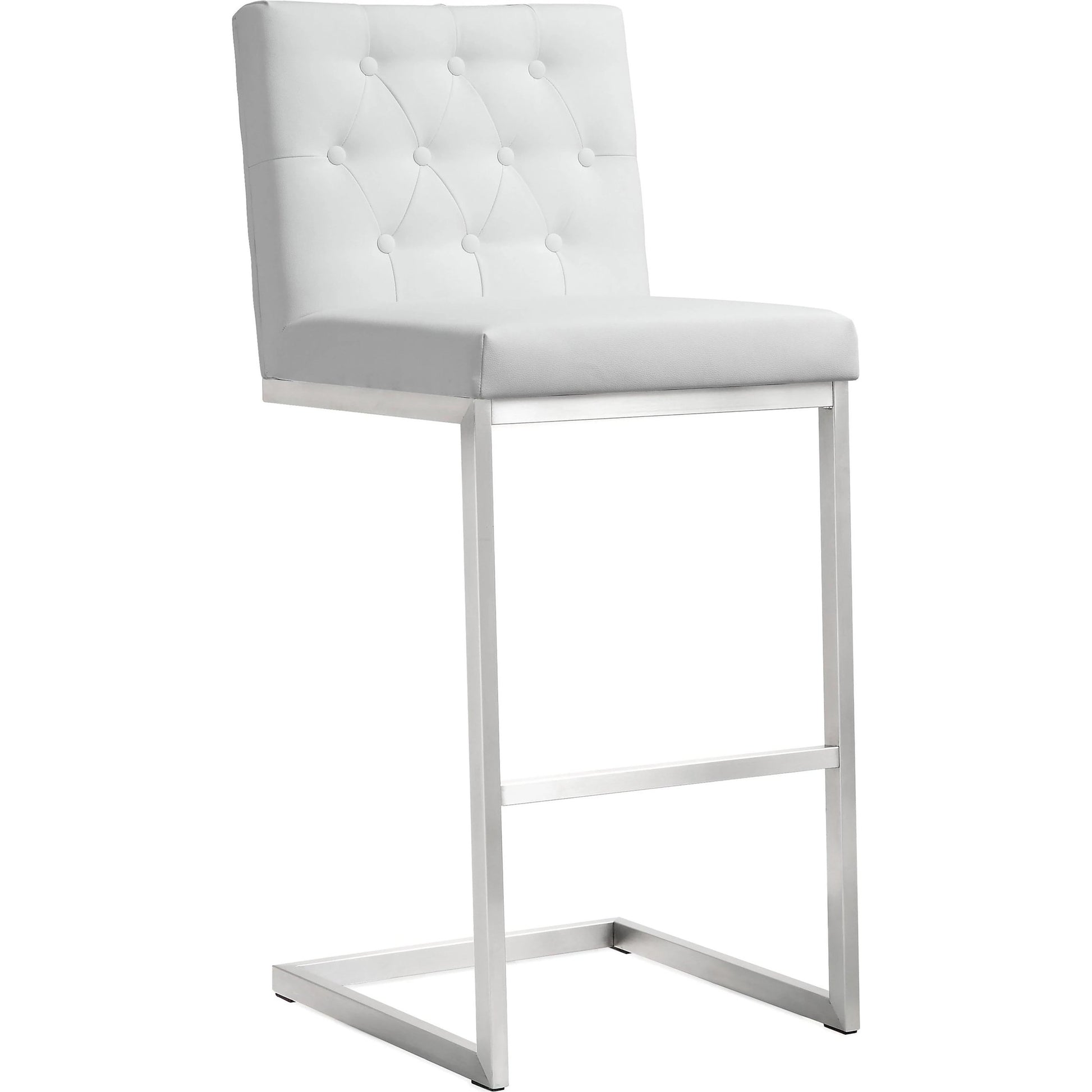 Helsinki Steel Barstool (Set of 2) by TOV Furniture in white. Made from stainless steel, eco leather in a modern style.