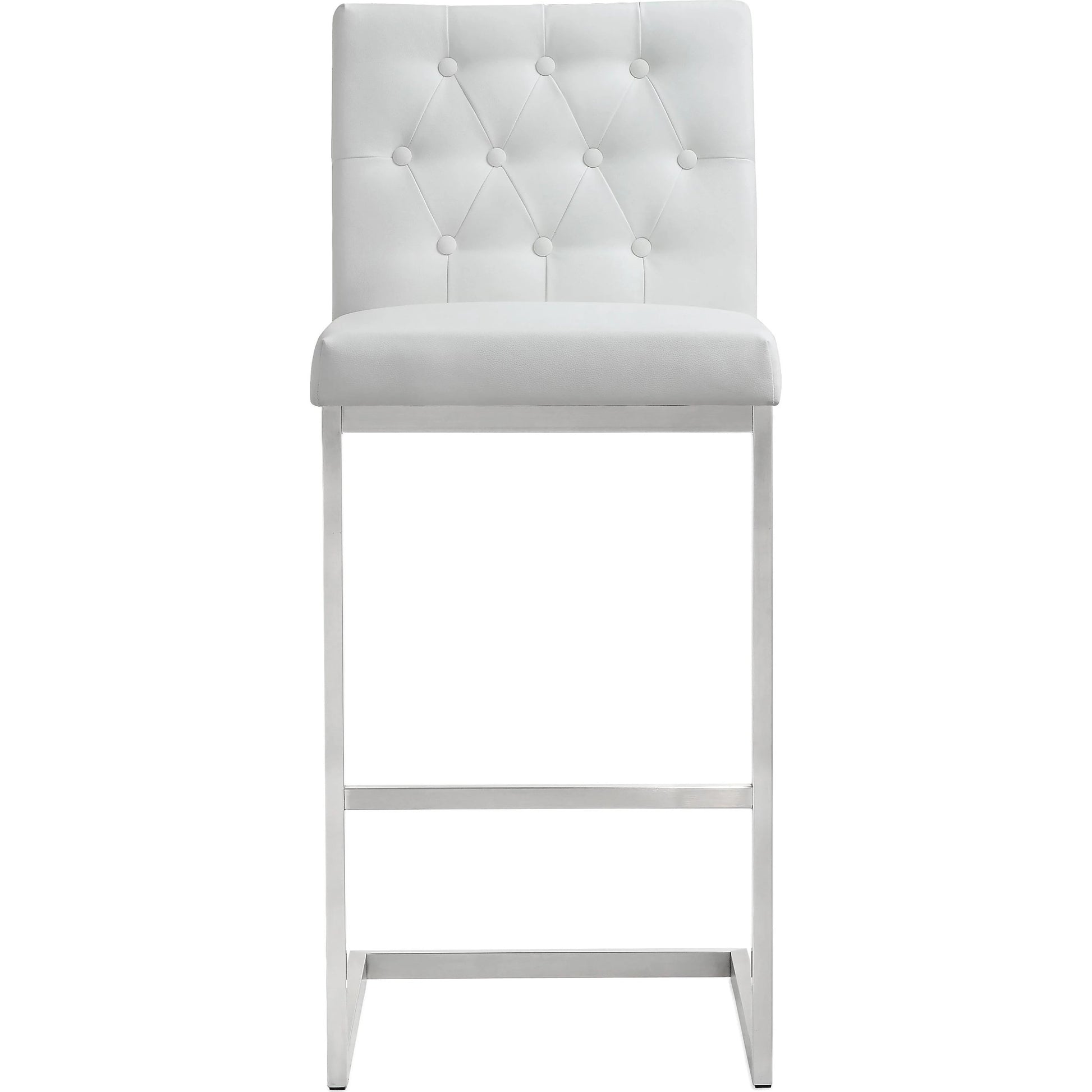 Helsinki Steel Barstool (Set of 2) by TOV Furniture in white. Made from stainless steel, eco leather in a modern style.