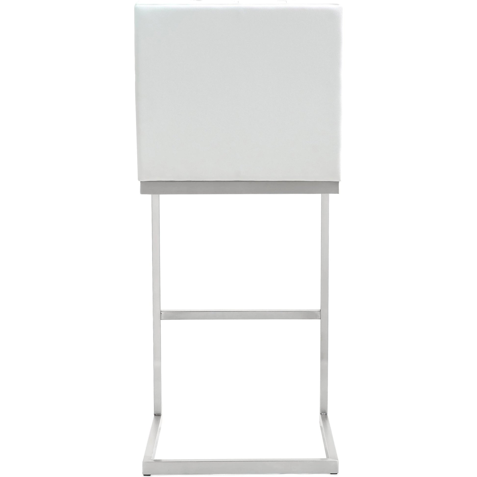 Helsinki Steel Barstool (Set of 2) by TOV Furniture in white. Made from stainless steel, eco leather in a modern style.