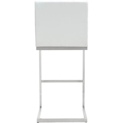 Helsinki Steel Barstool (Set of 2) by TOV Furniture in white. Made from stainless steel, eco leather in a modern style.