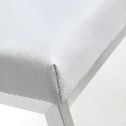 Helsinki Steel Barstool (Set of 2) by TOV Furniture in white. Made from stainless steel, eco leather in a modern style.