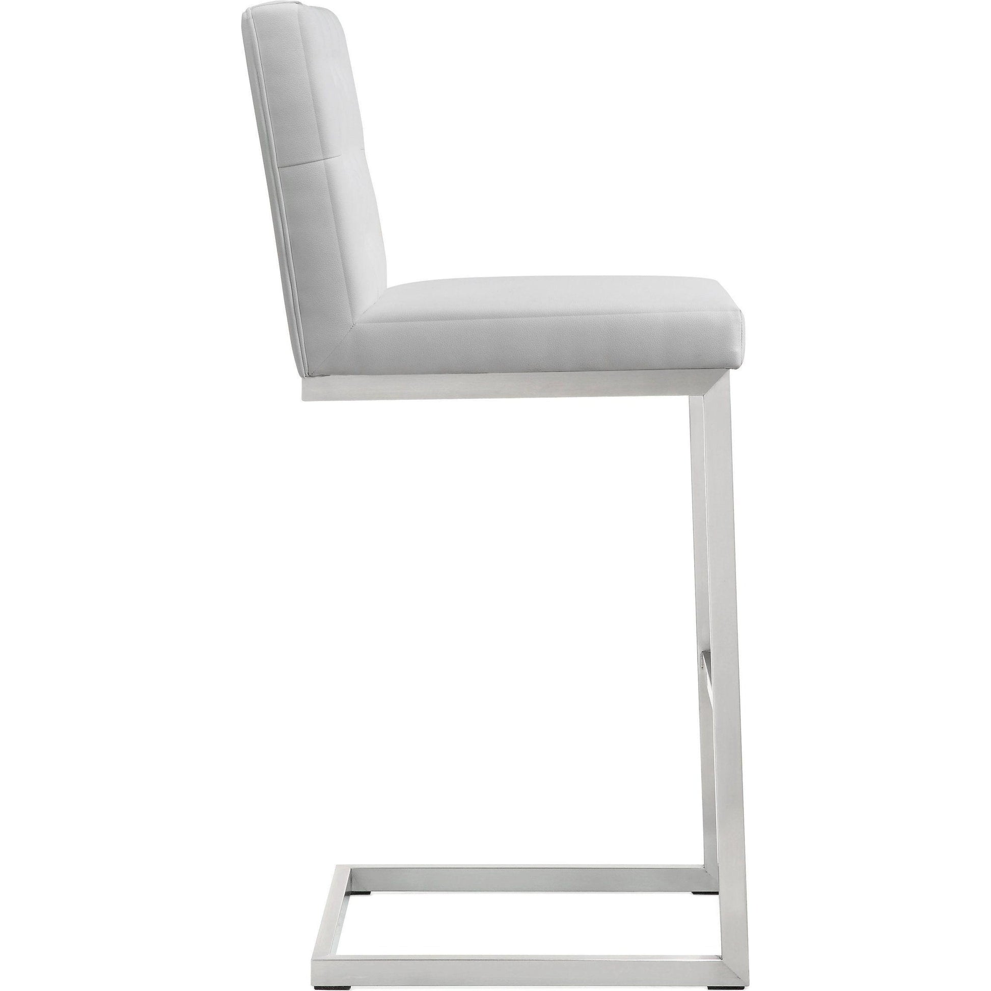 Helsinki Steel Barstool (Set of 2) by TOV Furniture in white. Made from stainless steel, eco leather in a modern style.