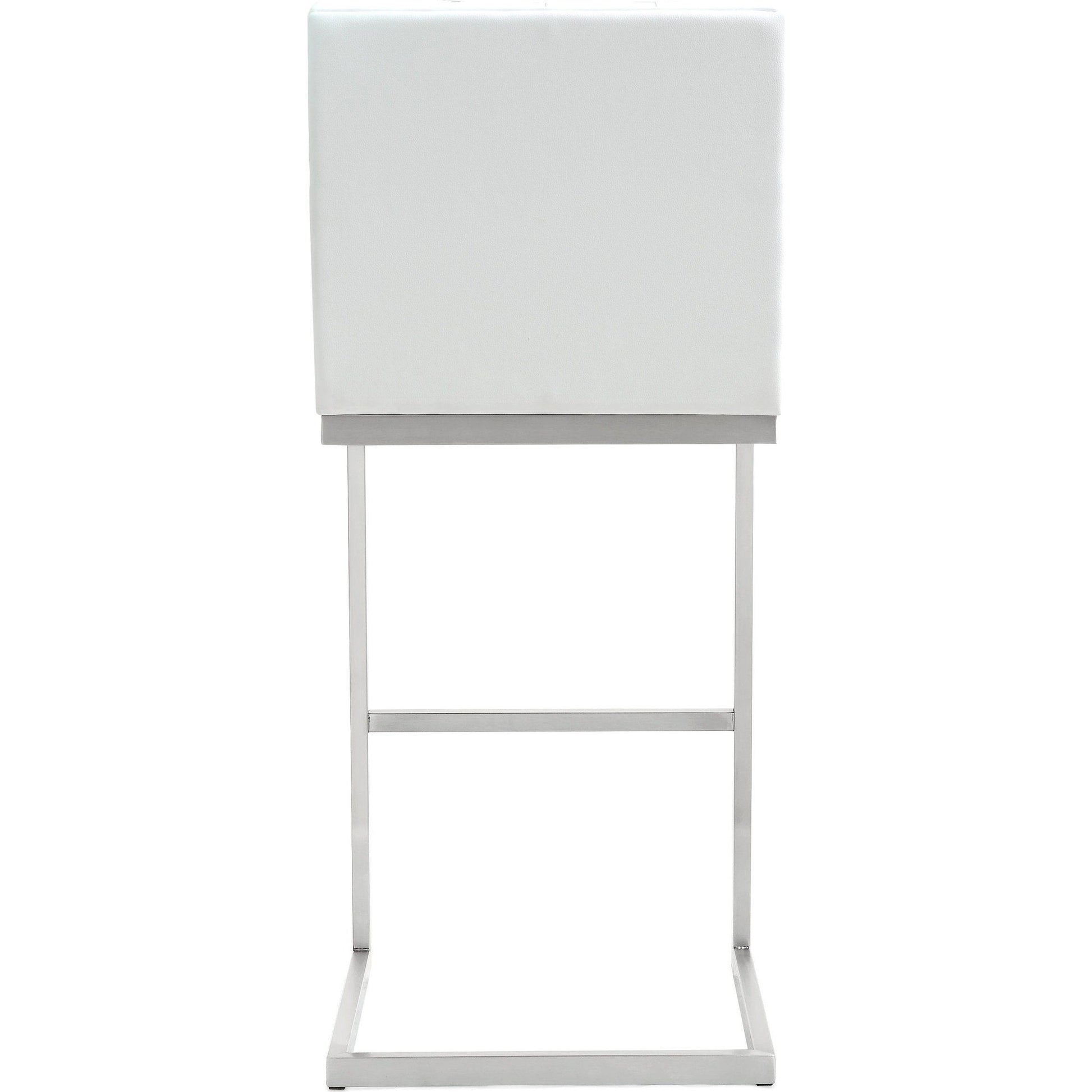 Helsinki Steel Barstool (Set of 2) by TOV Furniture in white. Made from stainless steel, eco leather in a modern style.