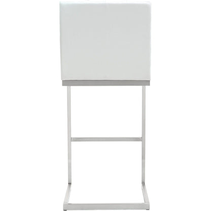 Helsinki Steel Barstool (Set of 2) by TOV Furniture in white. Made from stainless steel, eco leather in a modern style.