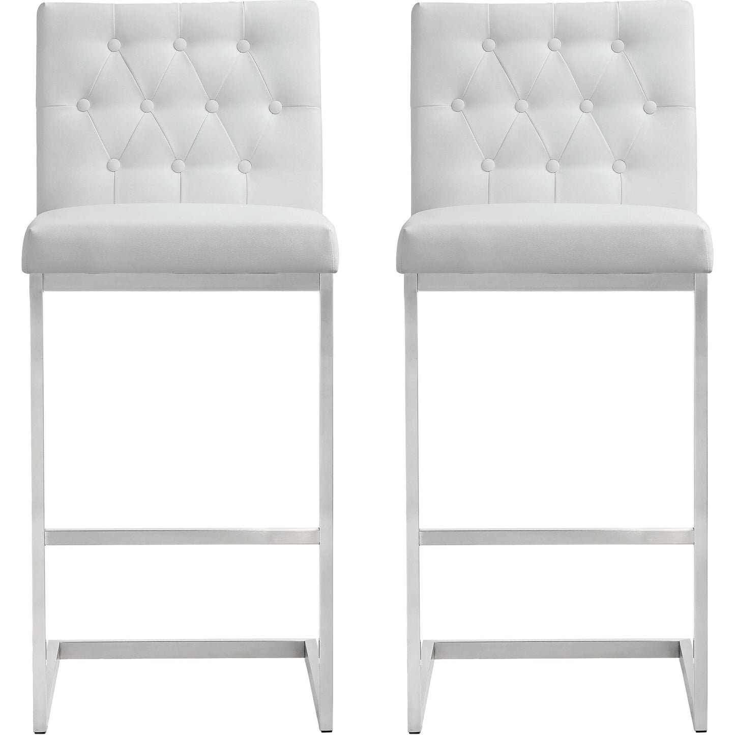 001 S-245497 | Primary Silo | Helsinki Steel Barstool (Set of 2) by TOV Furniture in white. Made from stainless steel, eco leather in a modern style.