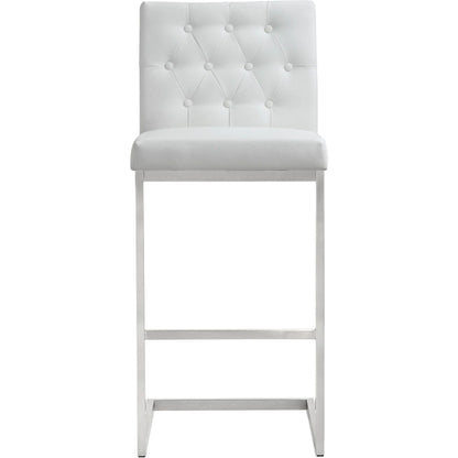 Helsinki Steel Barstool (Set of 2) by TOV Furniture in white. Made from stainless steel, eco leather in a modern style.
