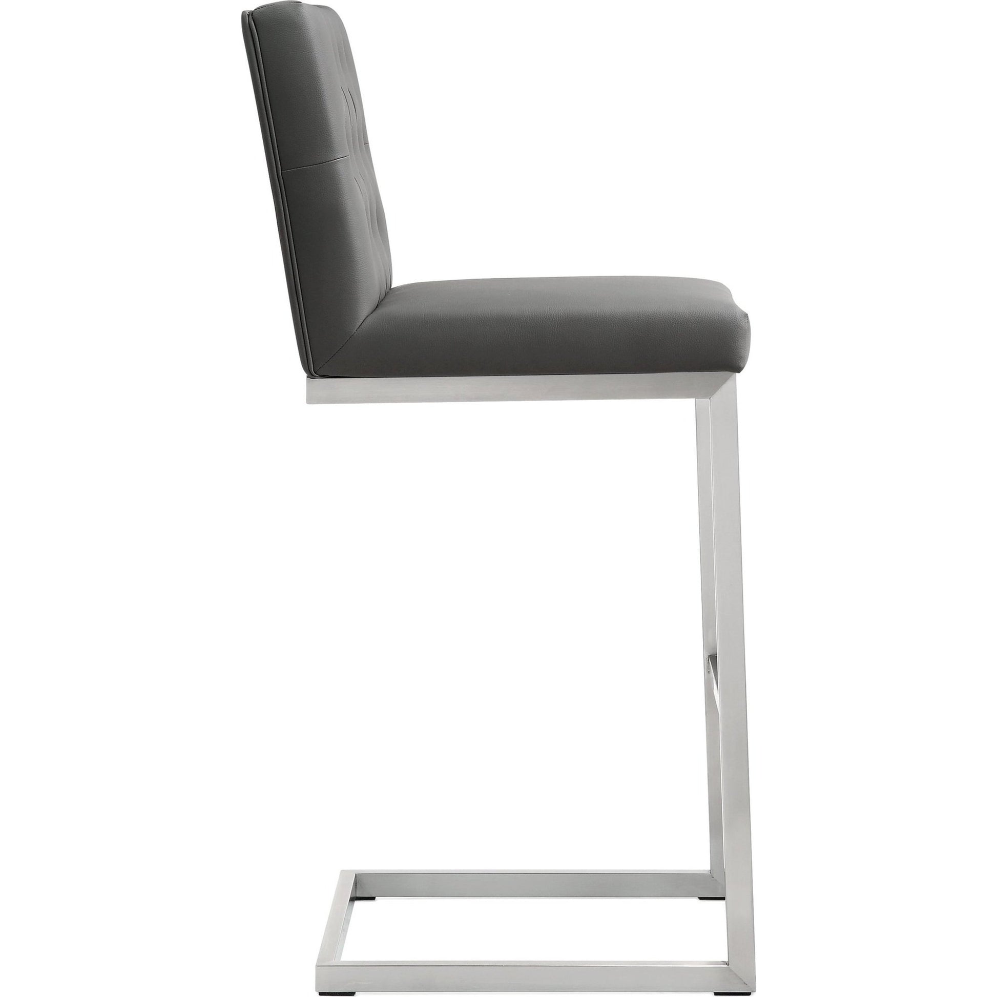 Helsinki Steel Barstool (Set of 2) by TOV Furniture in white. Made from stainless steel, eco leather in a modern style.