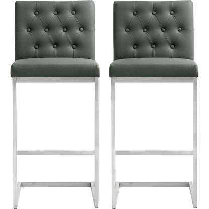 Helsinki Steel Barstool (Set of 2) by TOV Furniture in white. Made from stainless steel, eco leather in a modern style.