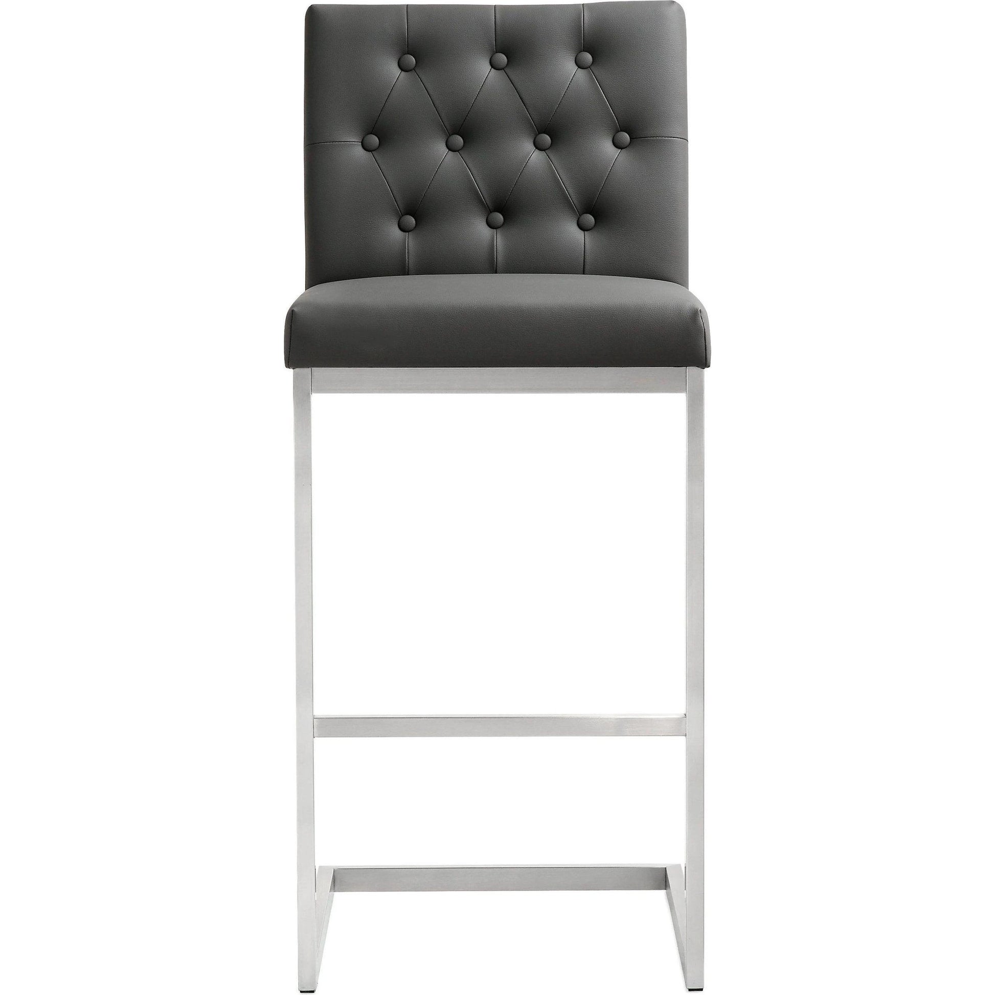 Helsinki Steel Barstool (Set of 2) by TOV Furniture in white. Made from stainless steel, eco leather in a modern style.