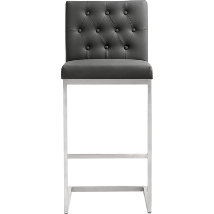 Helsinki Steel Barstool (Set of 2) by TOV Furniture in white. Made from stainless steel, eco leather in a modern style.