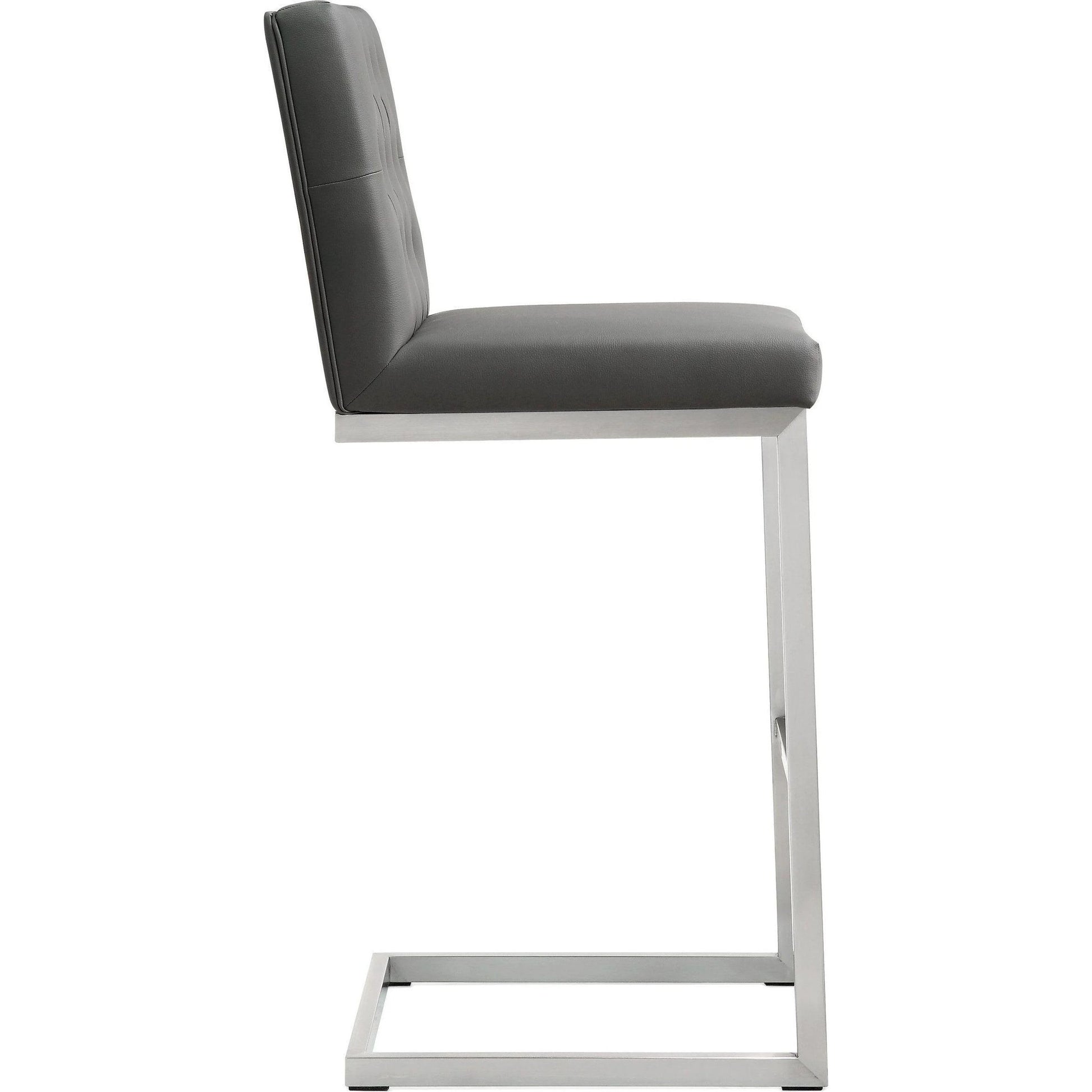 Helsinki Steel Barstool (Set of 2) by TOV Furniture in white. Made from stainless steel, eco leather in a modern style.