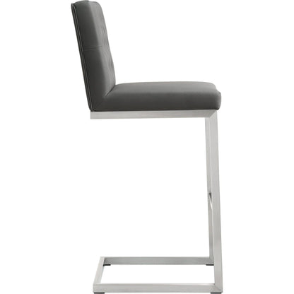 Helsinki Steel Barstool (Set of 2) by TOV Furniture in white. Made from stainless steel, eco leather in a modern style.