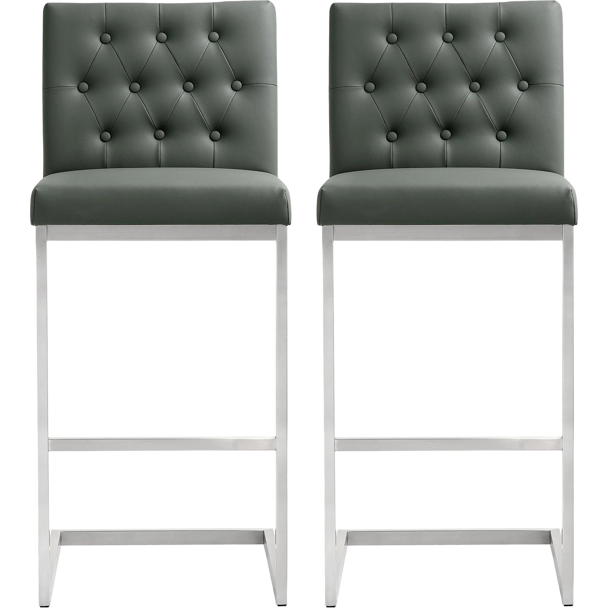 Helsinki Steel Barstool (Set of 2) by TOV Furniture in white. Made from stainless steel, eco leather in a modern style.