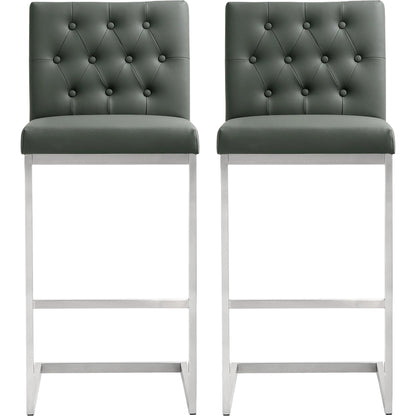 Helsinki Steel Barstool (Set of 2) by TOV Furniture in white. Made from stainless steel, eco leather in a modern style.