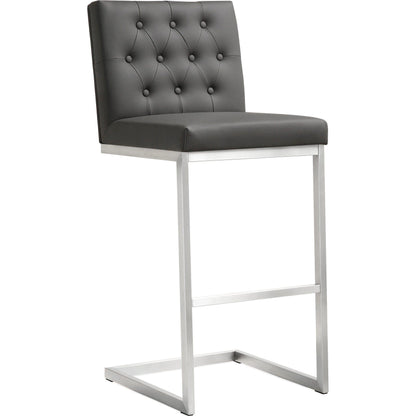 Helsinki Steel Barstool (Set of 2) by TOV Furniture in white. Made from stainless steel, eco leather in a modern style.