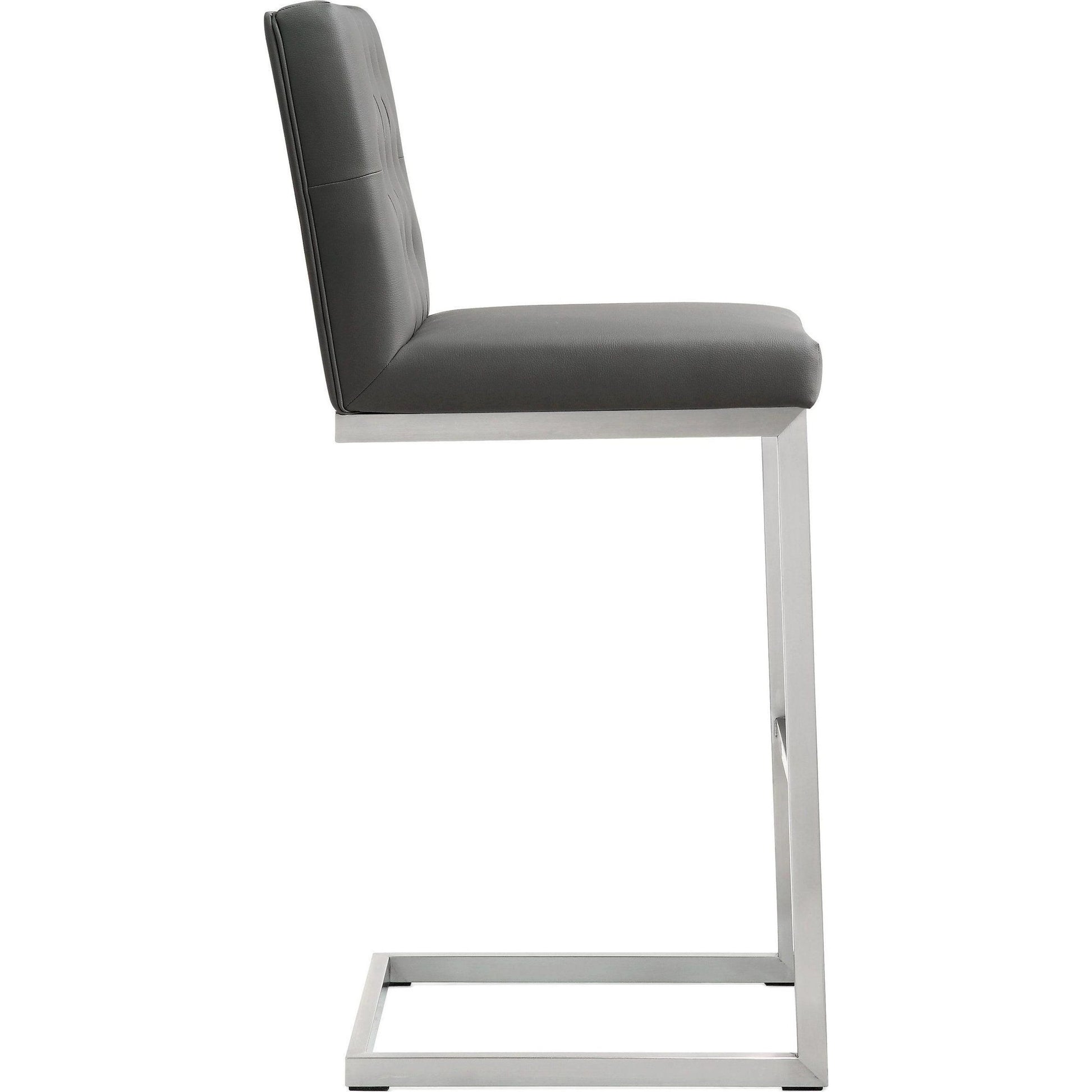 Helsinki Steel Barstool (Set of 2) by TOV Furniture in white. Made from stainless steel, eco leather in a modern style.