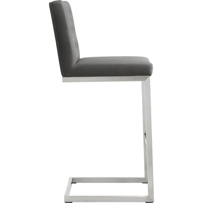 Helsinki Steel Barstool (Set of 2) by TOV Furniture in white. Made from stainless steel, eco leather in a modern style.