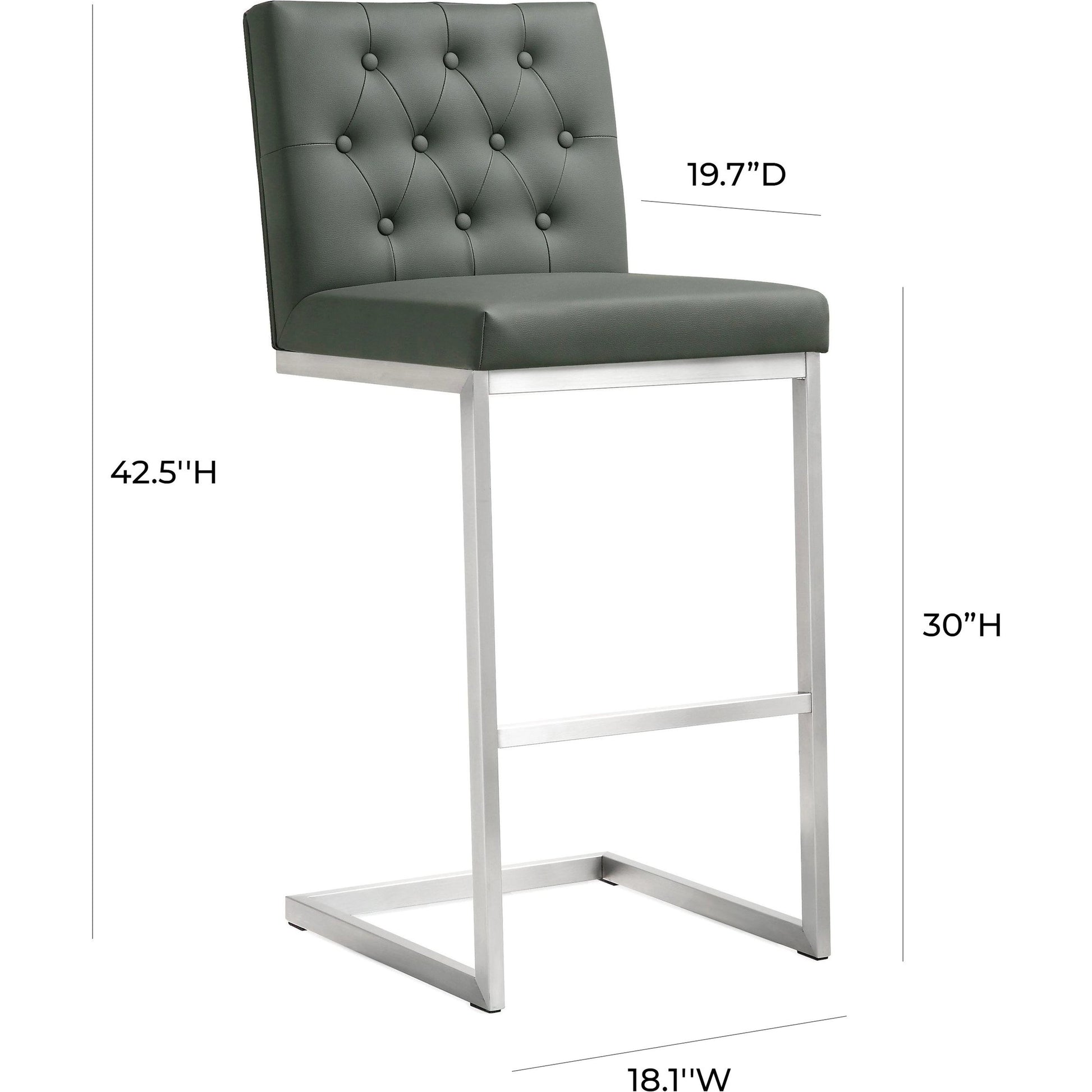 Helsinki Steel Barstool (Set of 2) by TOV Furniture in white. Made from stainless steel, eco leather in a modern style.