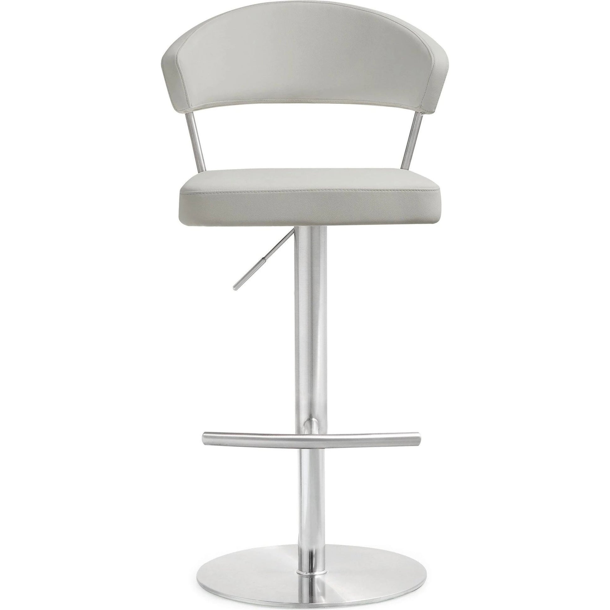 Cosmo Light Steel Barstool by TOV Furniture in gray. Made from stainless steel, eco leather in a modern style.