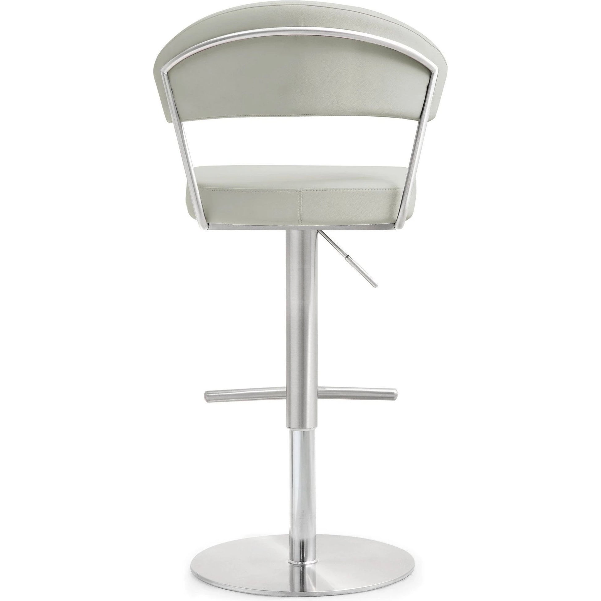 Cosmo Light Steel Barstool by TOV Furniture in gray. Made from stainless steel, eco leather in a modern style.