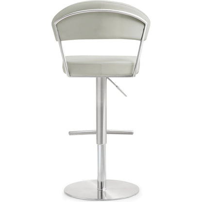 Cosmo Light Steel Barstool by TOV Furniture in gray. Made from stainless steel, eco leather in a modern style.