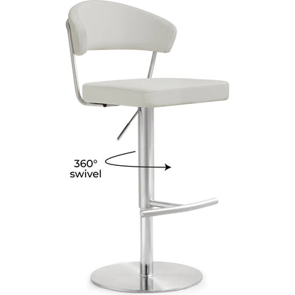Cosmo Light Steel Barstool by TOV Furniture in gray. Made from stainless steel, eco leather in a modern style.