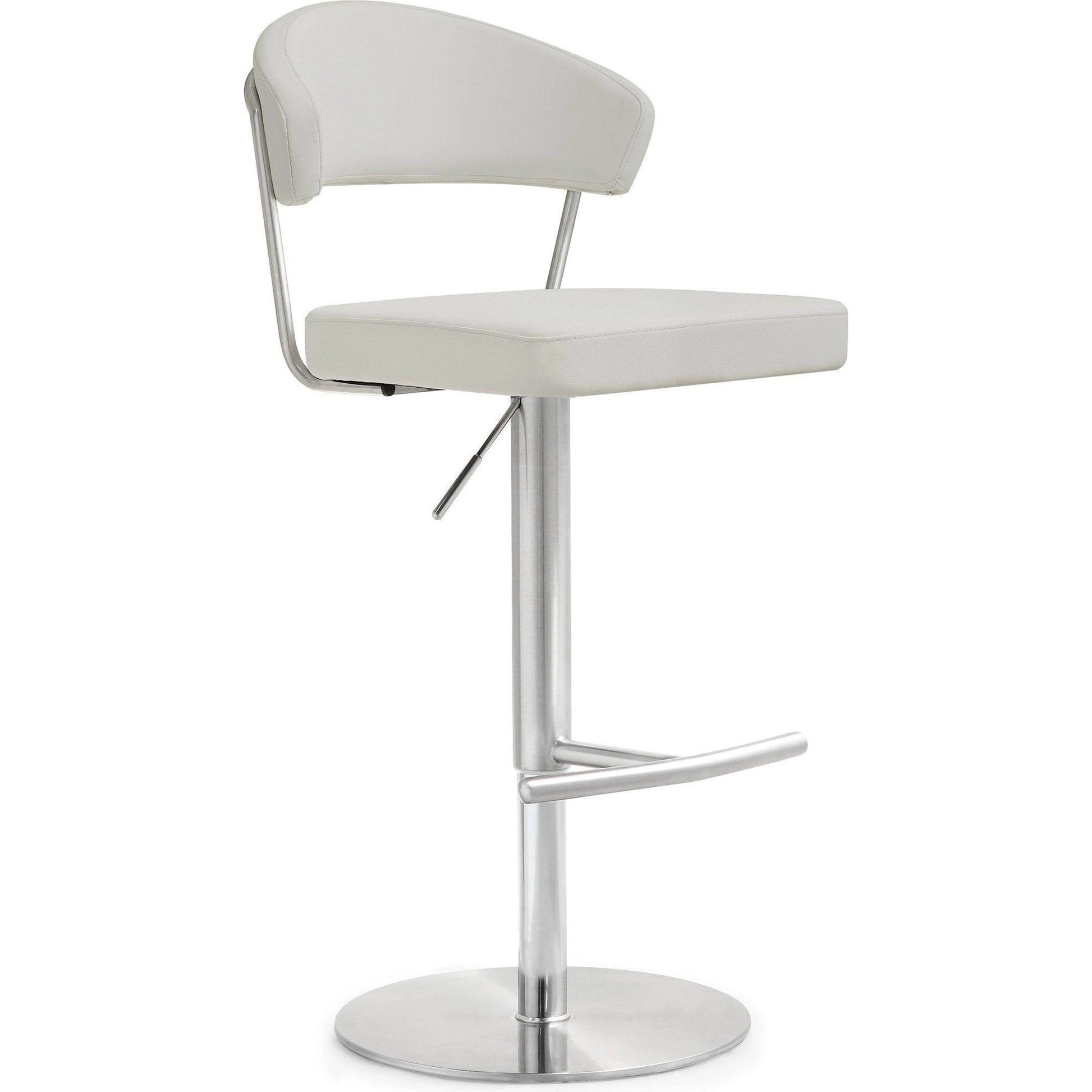 Cosmo Light Steel Barstool by TOV Furniture in gray. Made from stainless steel, eco leather in a modern style.