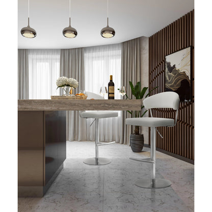 Cosmo Light Steel Barstool by TOV Furniture in gray. Made from stainless steel, eco leather in a modern style.