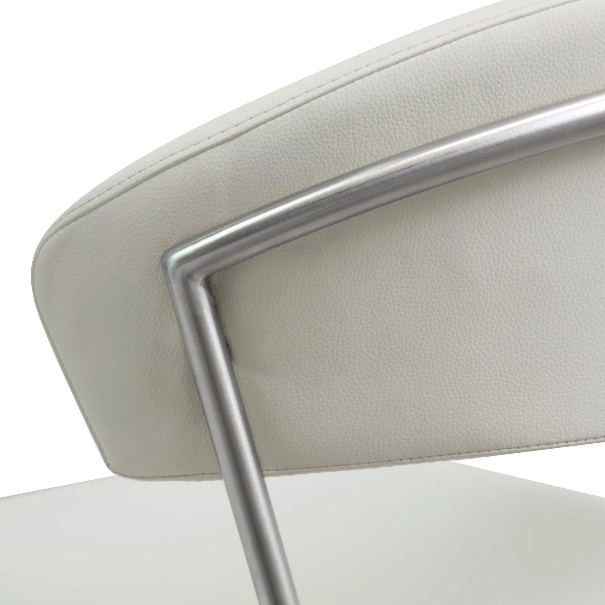Cosmo Light Steel Barstool by TOV Furniture in gray. Made from stainless steel, eco leather in a modern style.