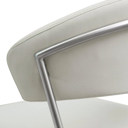 Cosmo Light Steel Barstool by TOV Furniture in gray. Made from stainless steel, eco leather in a modern style.