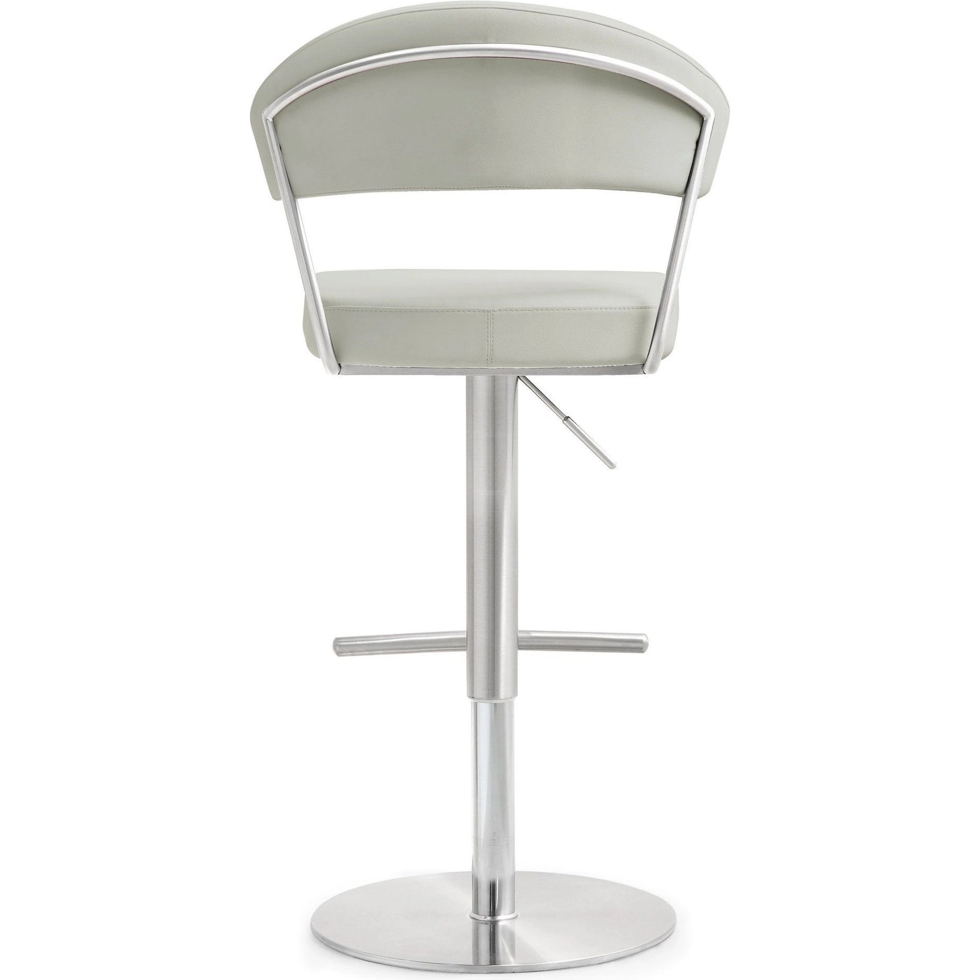 Cosmo Light Steel Barstool by TOV Furniture in gray. Made from stainless steel, eco leather in a modern style.