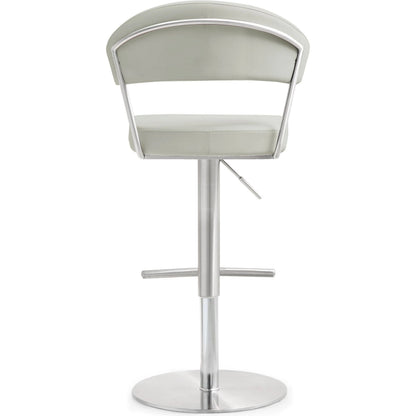 Cosmo Light Steel Barstool by TOV Furniture in gray. Made from stainless steel, eco leather in a modern style.