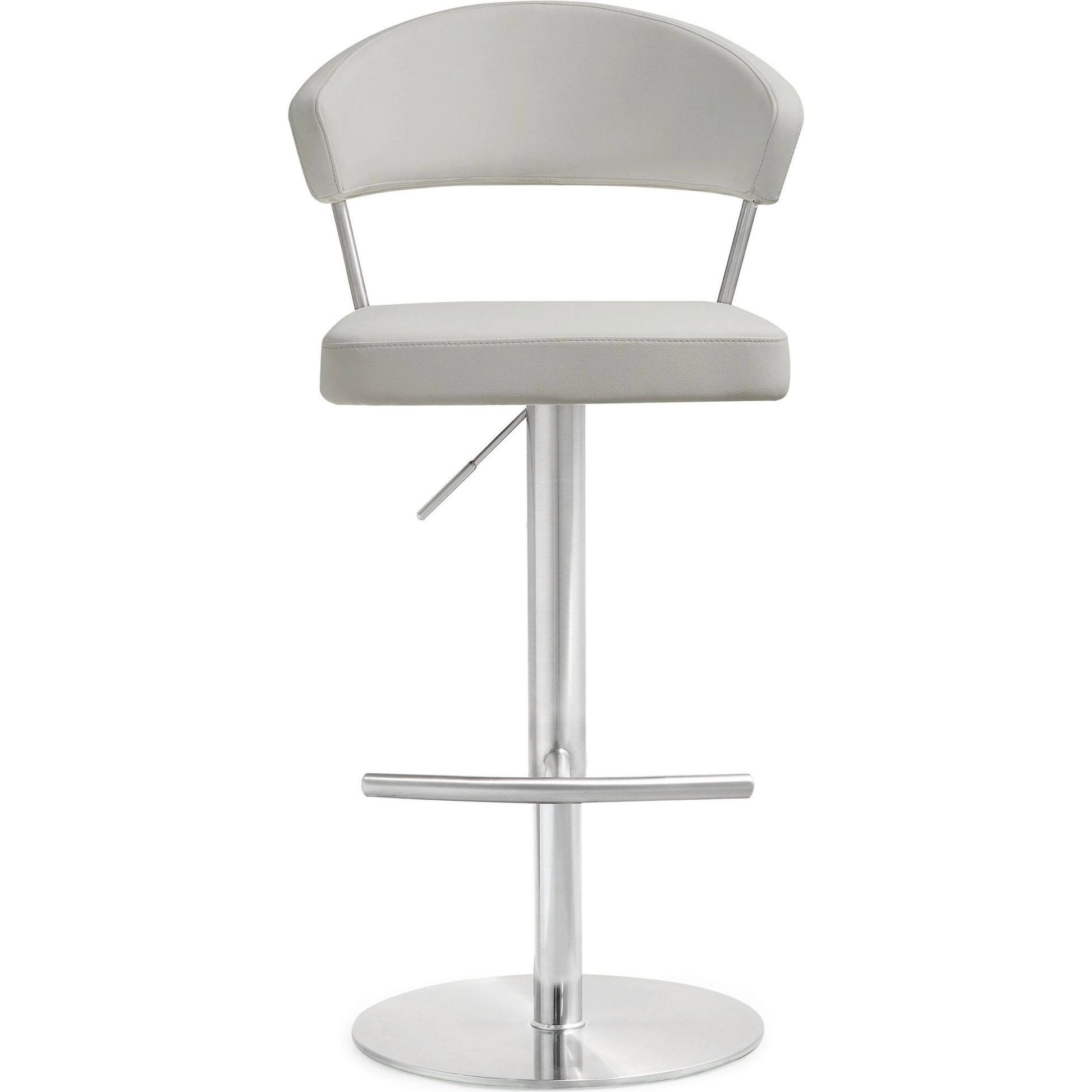 Cosmo Light Steel Barstool by TOV Furniture in gray. Made from stainless steel, eco leather in a modern style.