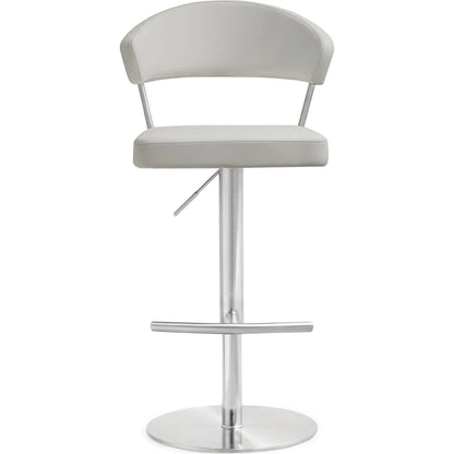 Cosmo Light Steel Barstool by TOV Furniture in gray. Made from stainless steel, eco leather in a modern style.