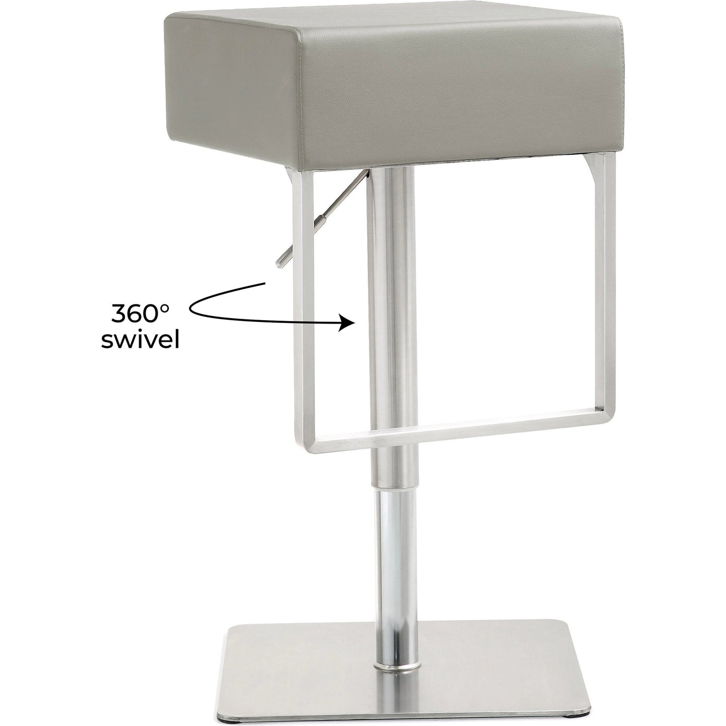 015 S-245790 | Additional Silo | Seville Steel Barstool by TOV Furniture. Made from stainless steel, eco leather in a modern style.