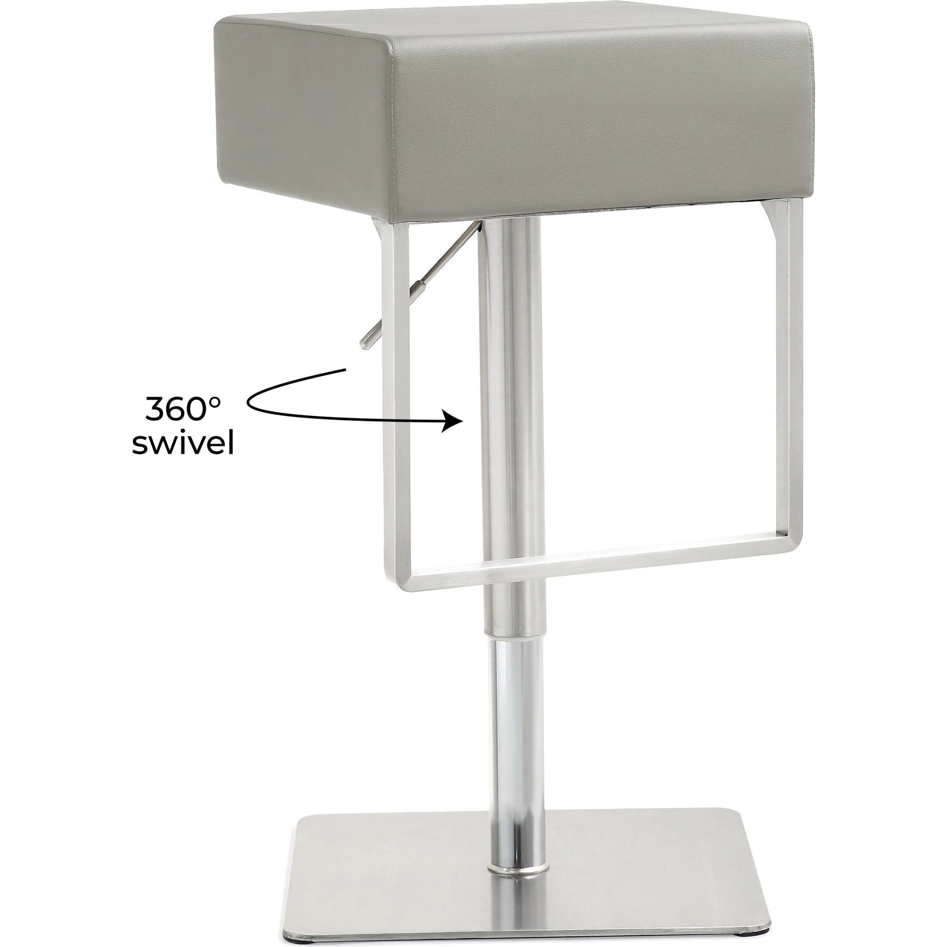 Seville Steel Barstool by TOV Furniture. Made from stainless steel, eco leather in a modern style.