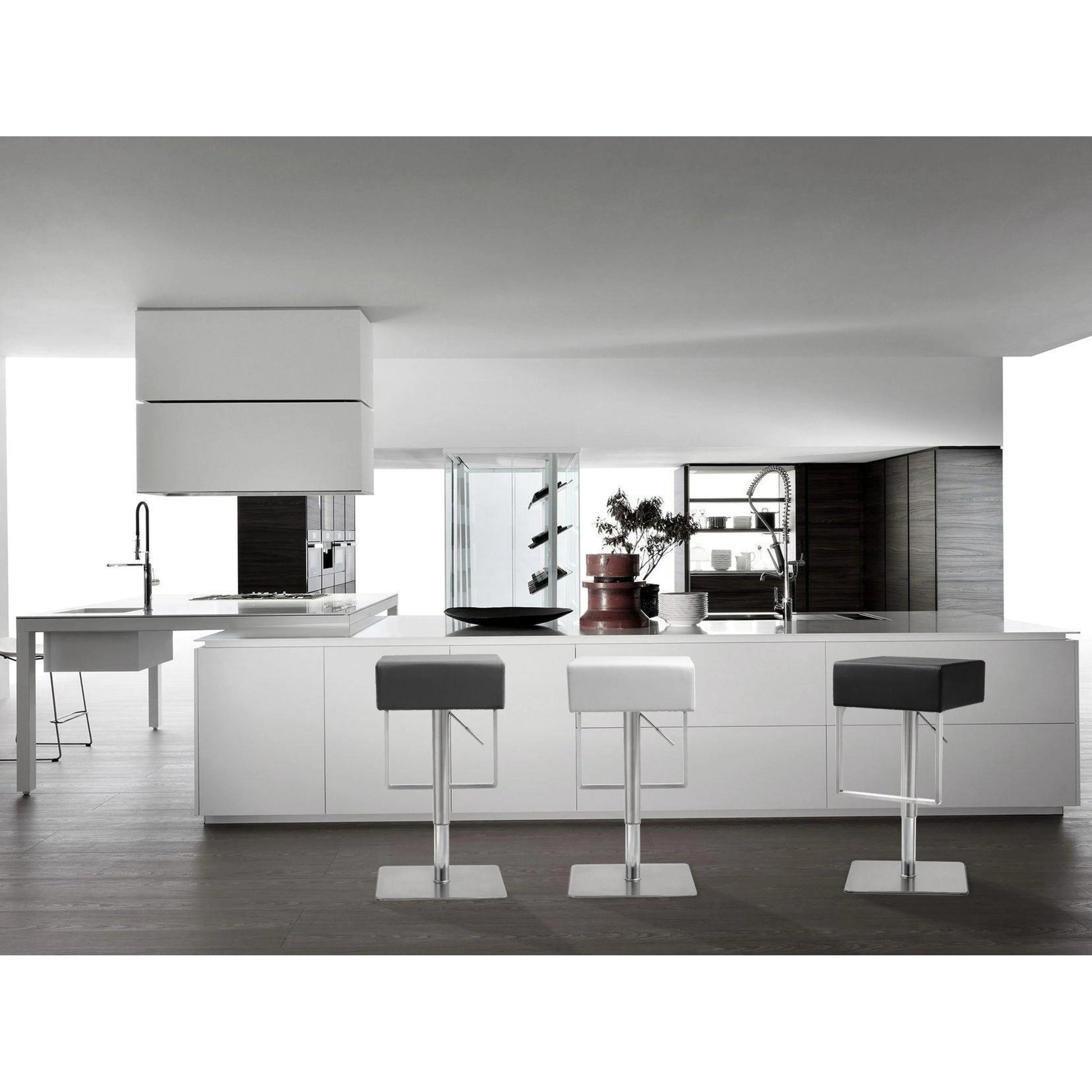 Seville Steel Barstool by TOV Furniture. Made from stainless steel, eco leather in a modern style.