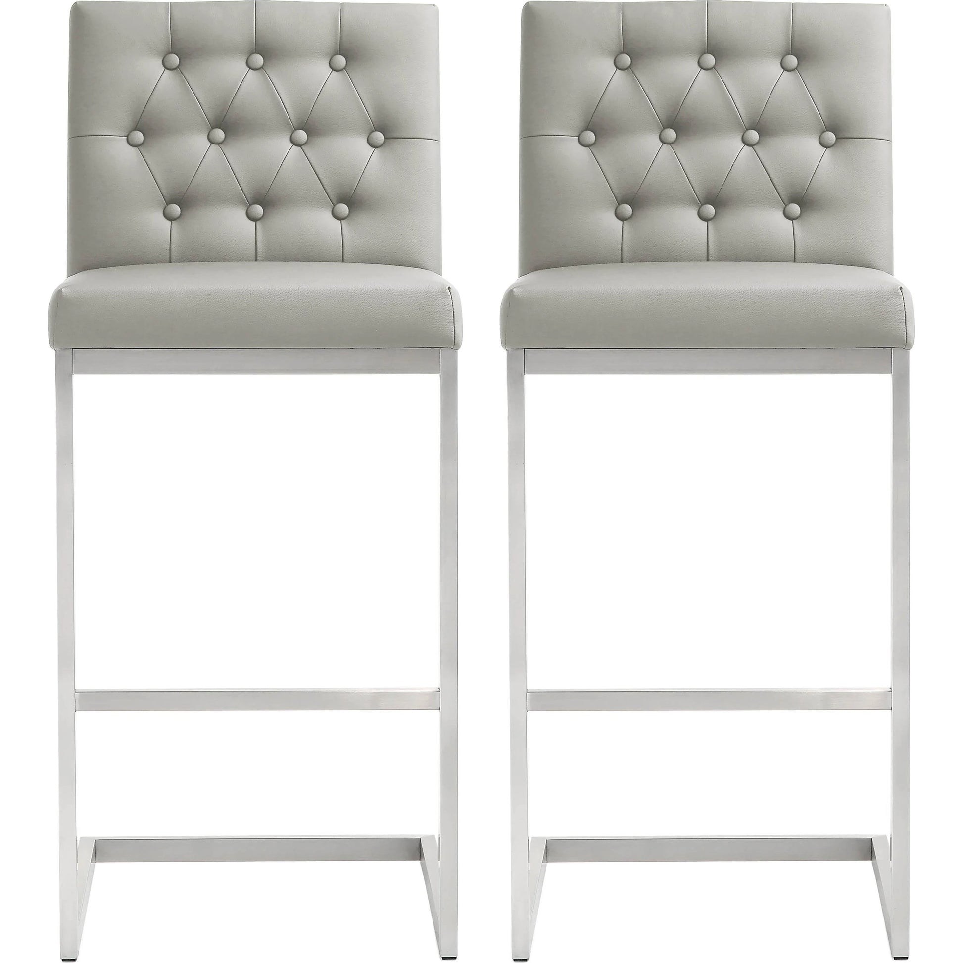Helsinki Steel Barstool (Set of 2) by TOV Furniture in white. Made from stainless steel, eco leather in a modern style.
