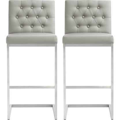 Helsinki Steel Barstool (Set of 2) by TOV Furniture in white. Made from stainless steel, eco leather in a modern style.