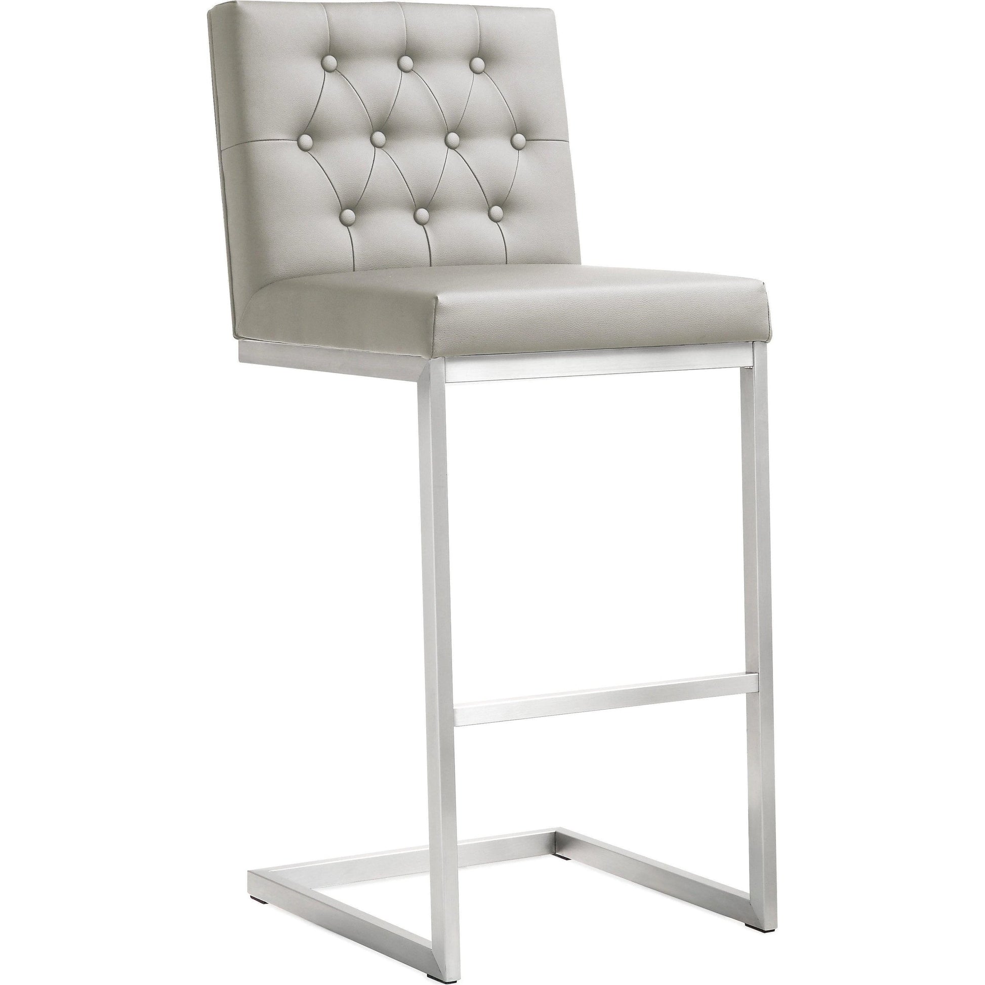 Helsinki Steel Barstool (Set of 2) by TOV Furniture in white. Made from stainless steel, eco leather in a modern style.