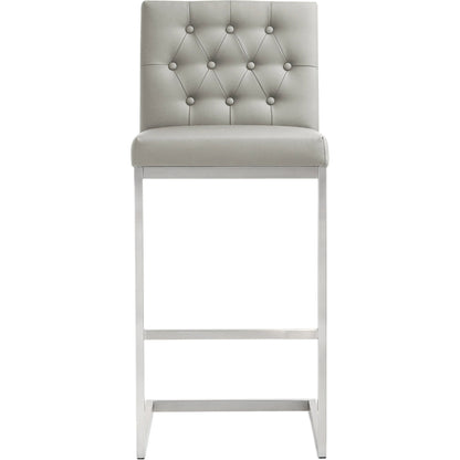 Helsinki Steel Barstool (Set of 2) by TOV Furniture in white. Made from stainless steel, eco leather in a modern style.