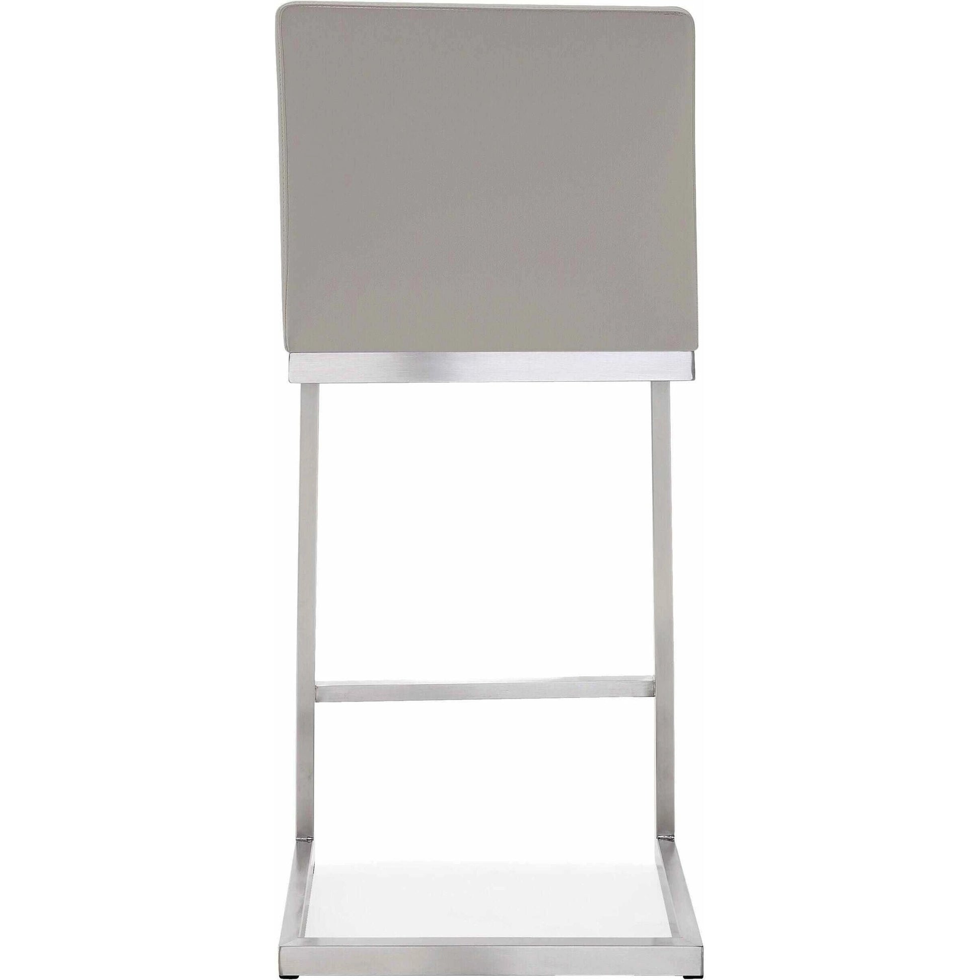 Helsinki Steel Barstool (Set of 2) by TOV Furniture in white. Made from stainless steel, eco leather in a modern style.