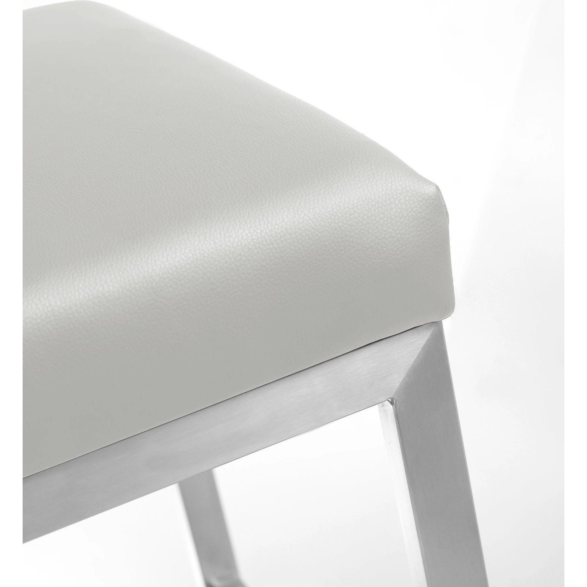 Helsinki Steel Barstool (Set of 2) by TOV Furniture in white. Made from stainless steel, eco leather in a modern style.