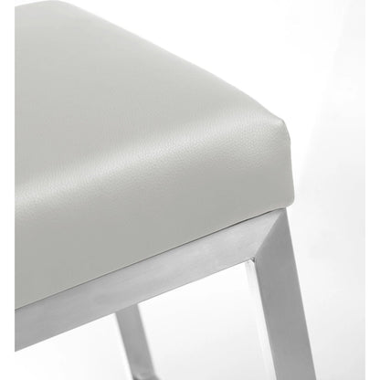 Helsinki Steel Barstool (Set of 2) by TOV Furniture in white. Made from stainless steel, eco leather in a modern style.