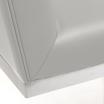 Helsinki Steel Barstool (Set of 2) by TOV Furniture in white. Made from stainless steel, eco leather in a modern style.