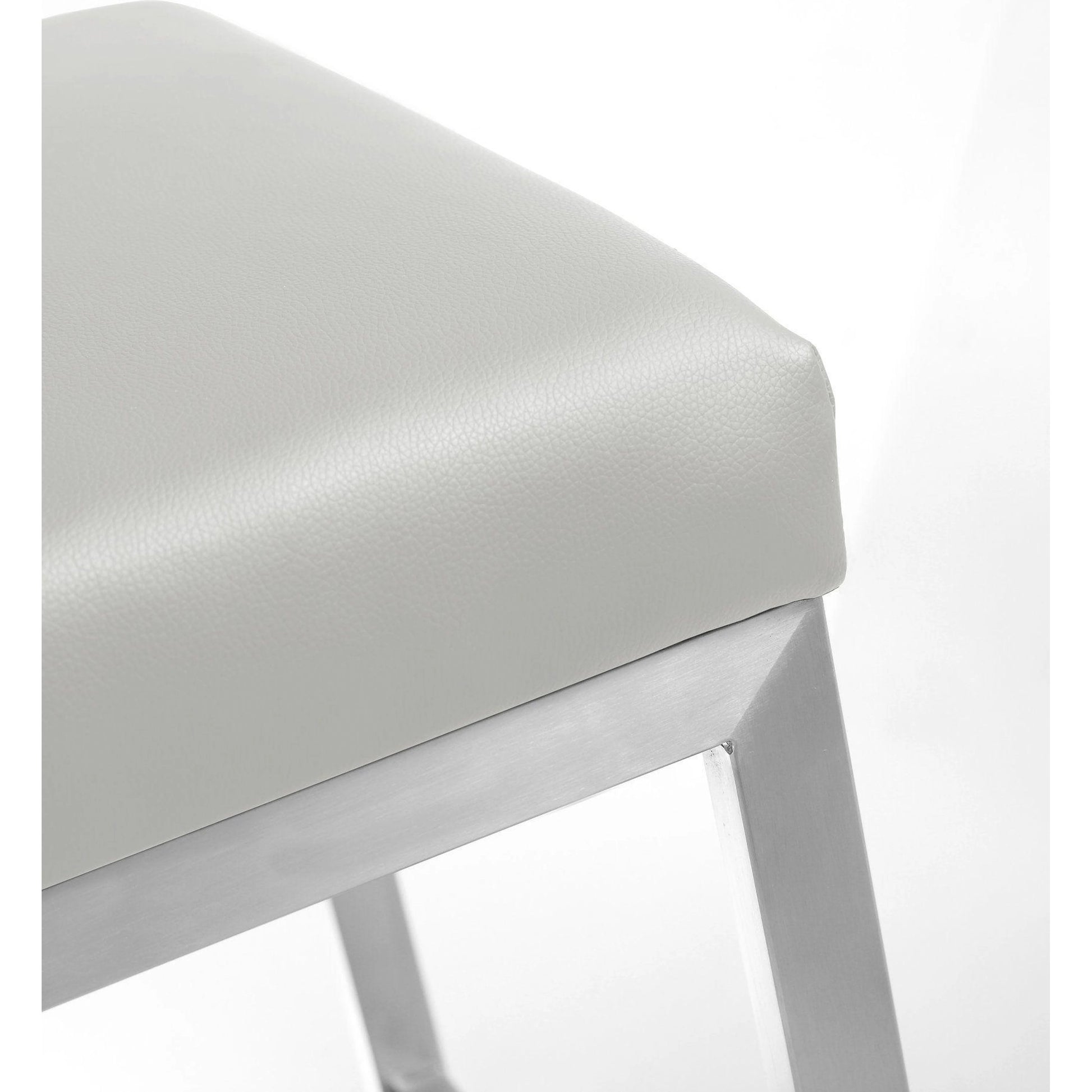 Helsinki Steel Barstool (Set of 2) by TOV Furniture in white. Made from stainless steel, eco leather in a modern style.
