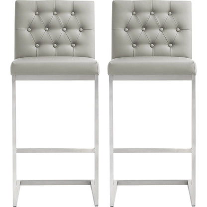 Helsinki Steel Barstool (Set of 2) by TOV Furniture in white. Made from stainless steel, eco leather in a modern style.
