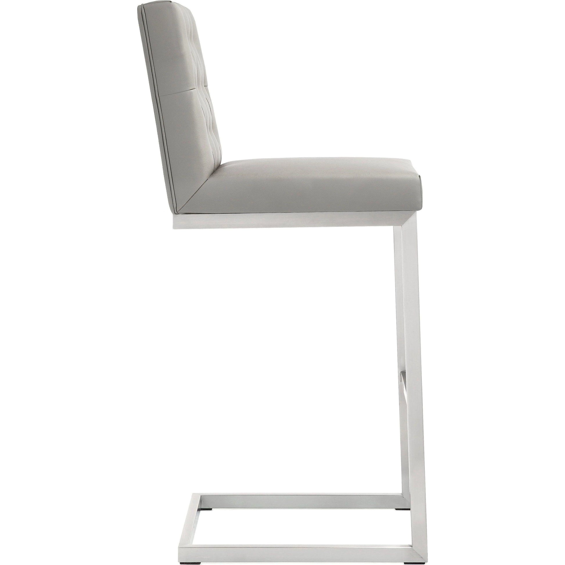 Helsinki Steel Barstool (Set of 2) by TOV Furniture in white. Made from stainless steel, eco leather in a modern style.