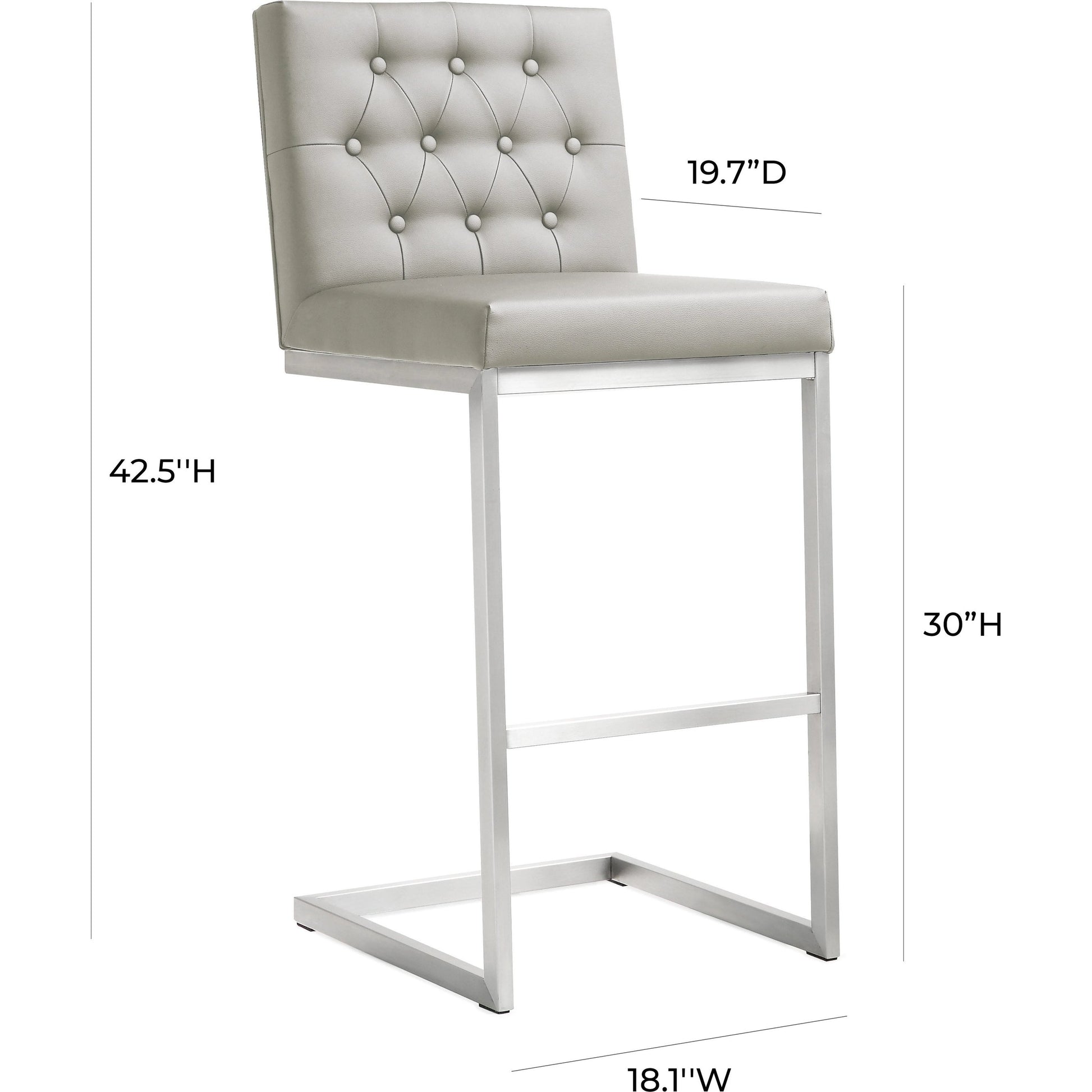 Helsinki Steel Barstool (Set of 2) by TOV Furniture in white. Made from stainless steel, eco leather in a modern style.